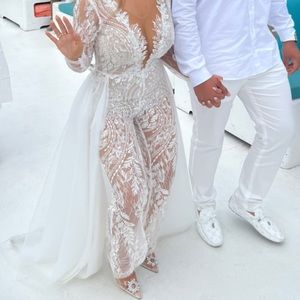 Custom Bridal Jumpsuit with Removable Train